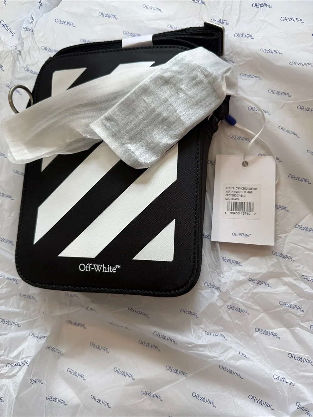 Off-White Black and White Diagonal Crossbody Messenger Bag